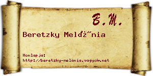 Beretzky Melánia névjegykártya